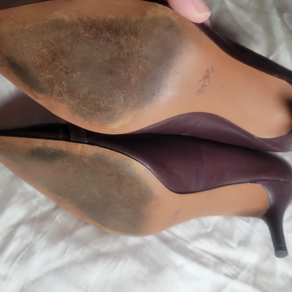 Coach Dark Brown & Silver Buckle Heels - Picture 6 of 6